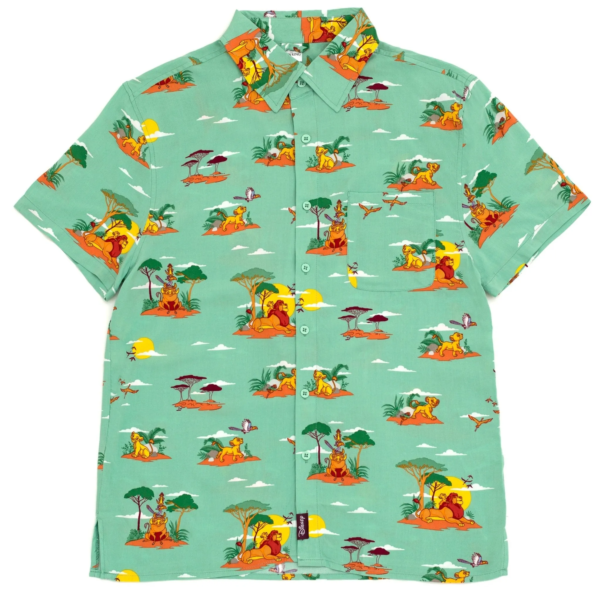 Disney Lion King Simba Nala Timon Pumbaa Mufasa Zazu Matching Family Hawaiian Button Down Shirt Adult