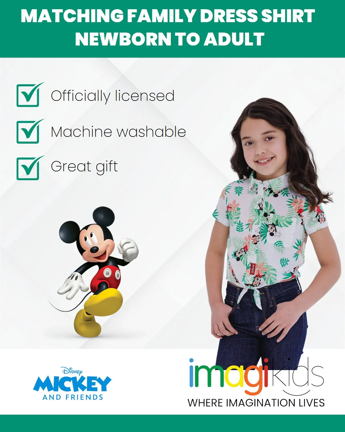 Disney Mickey Mouse Matching Family Hawaiian Button Down Dress Shirt