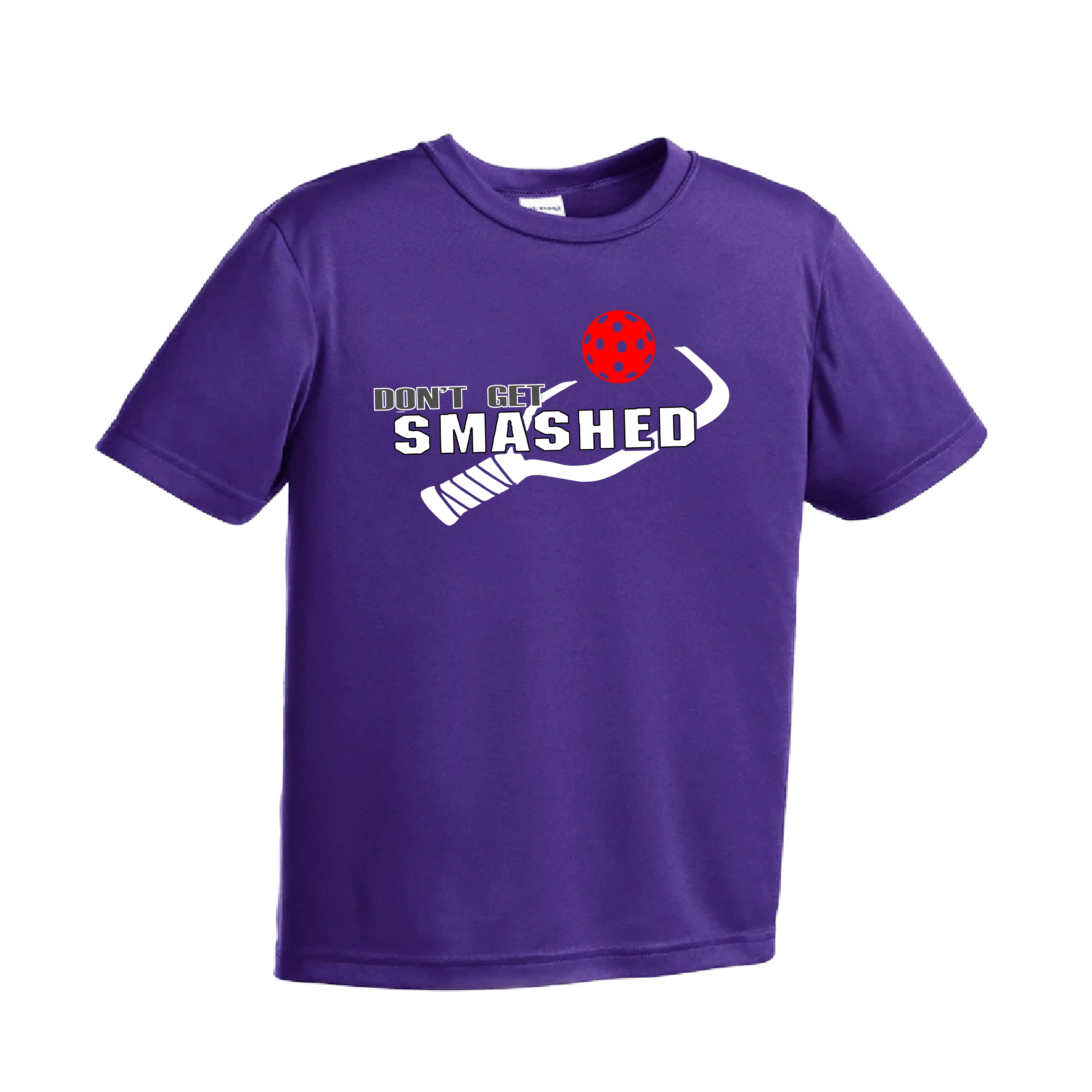 Don't Get Smashed (Red Green Rainbow Pickleball Colors) | Youth Short Sleeve Athletic Shirt | 100% Polyester
