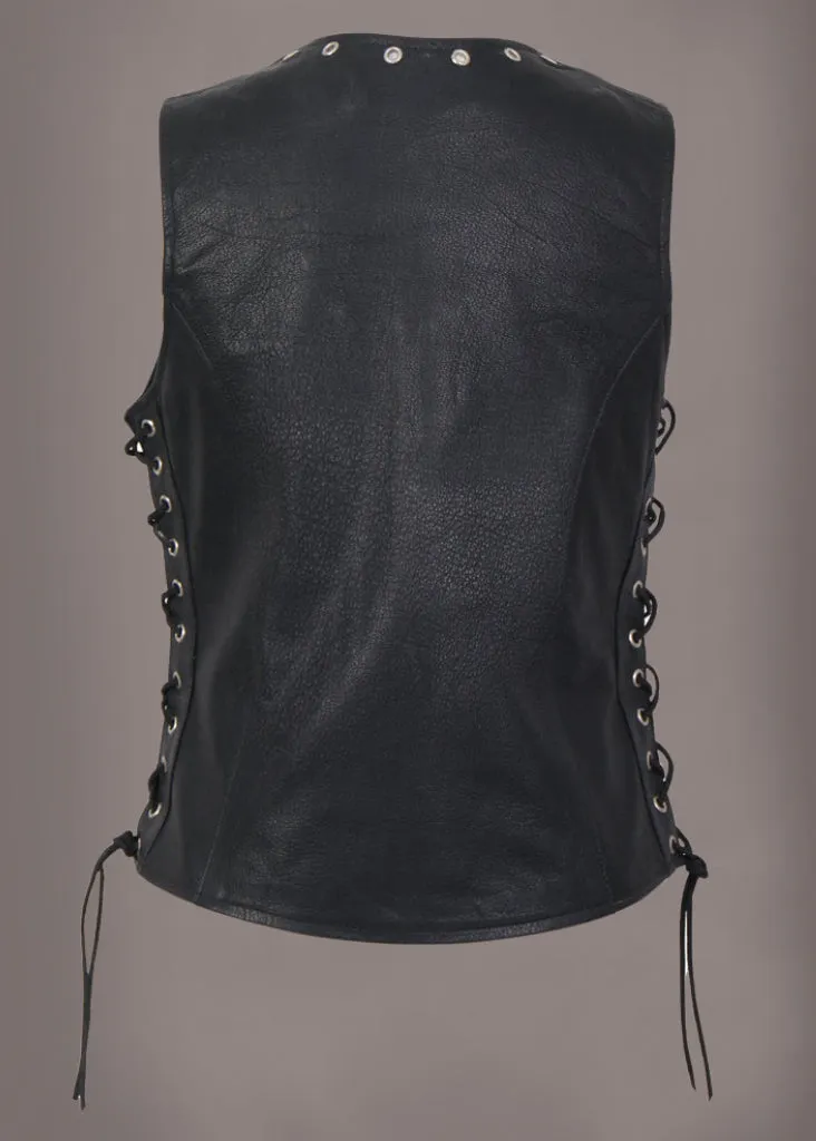 Easy Rider Studded Black Leather Motorcycle Biker Vest