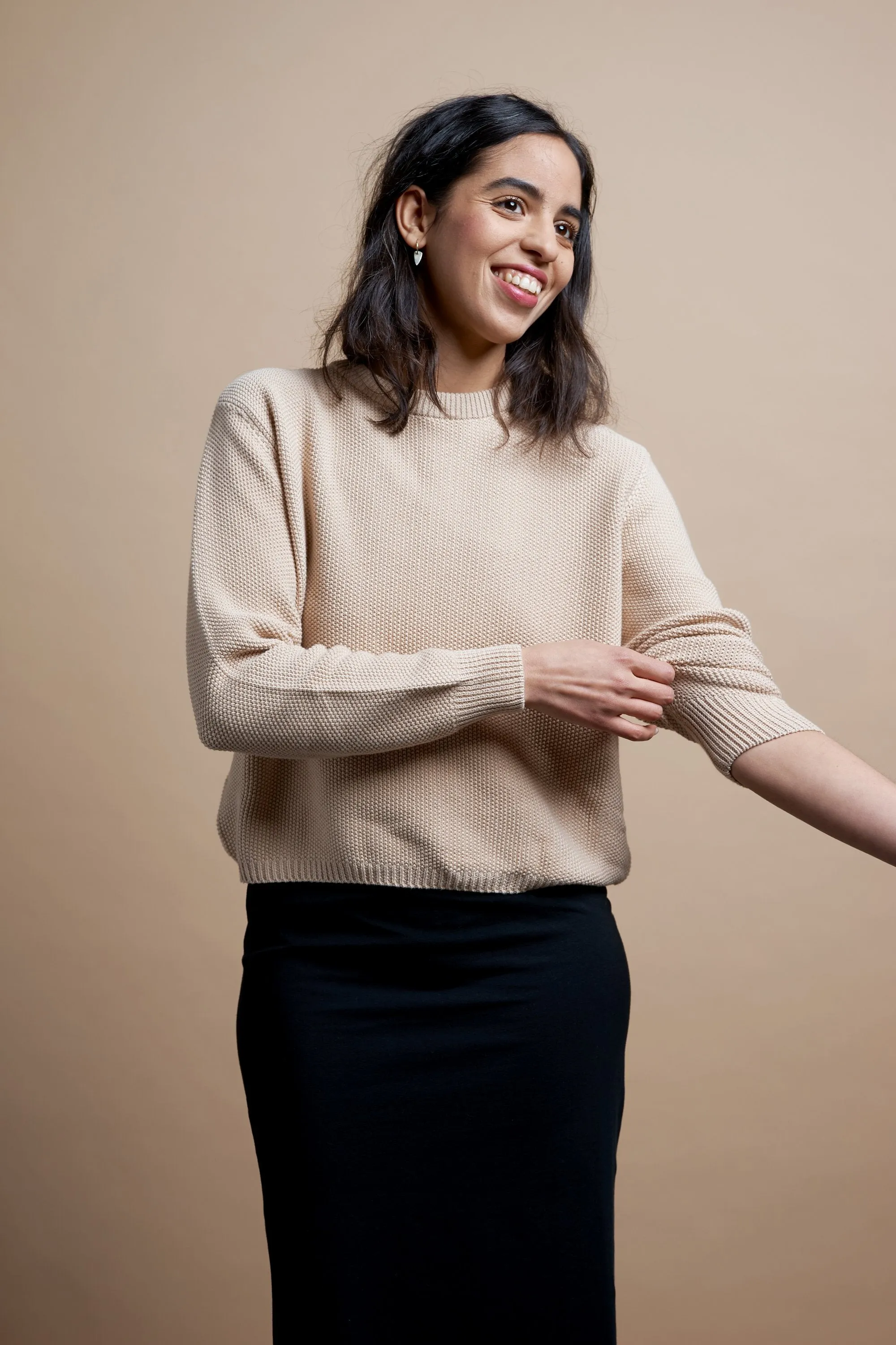 escape crew sweater beige <br> by Kowtow