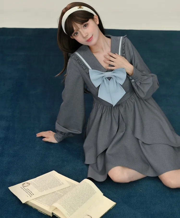 Fall College Style Gray Irregular Dress