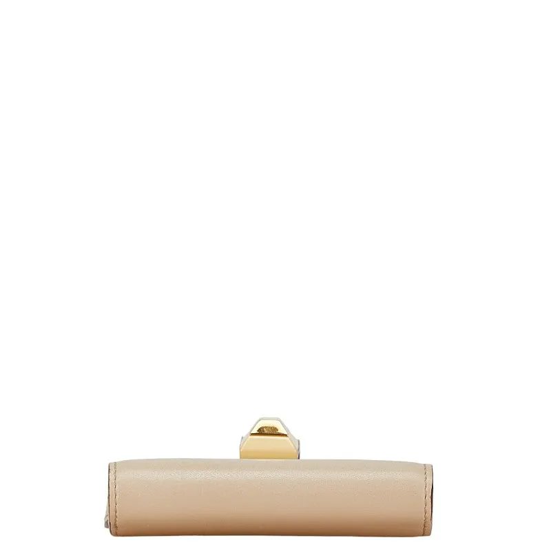 Fendi Leather Studded Bifold Wallet Beige Pink