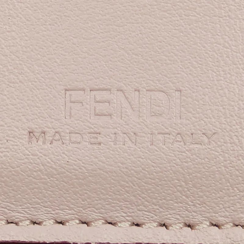 Fendi Leather Studded Bifold Wallet Beige Pink