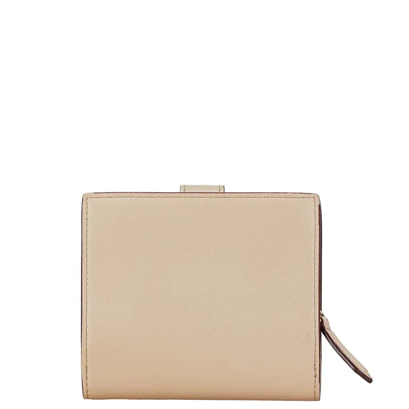 Fendi Leather Studded Bifold Wallet Beige Pink
