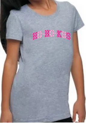 Girl's Short Sleeve FITTED T-Shirt <br>HEATHER GRAY with LIGHT AND DARK PINK POLKA DOT DESIGN