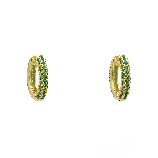 Gold CZ Studded Hoop Earring