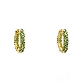 Gold CZ Studded Hoop Earring