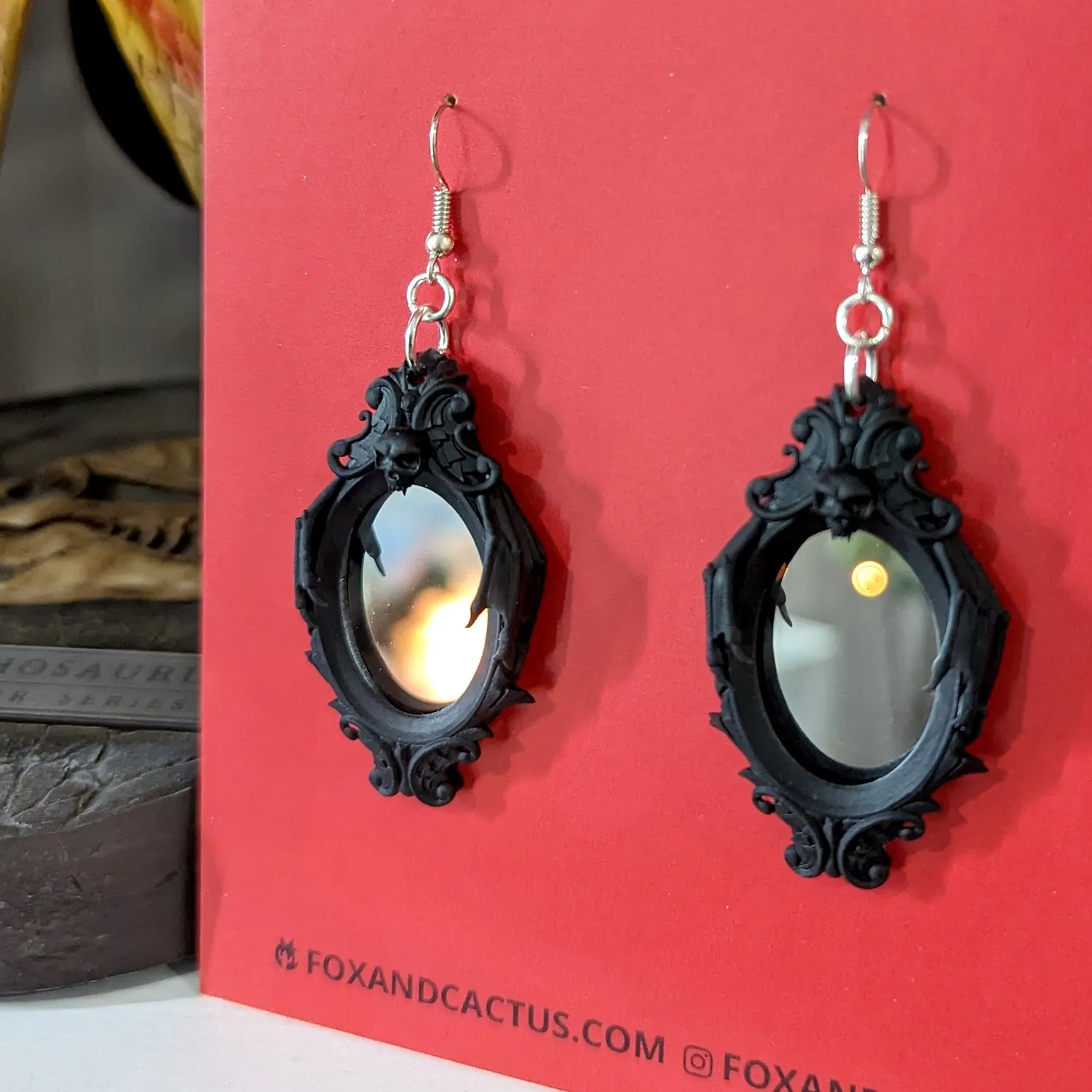 Gothic Mirror Dangle Earrings (RETIRED) (Imperfect Available)