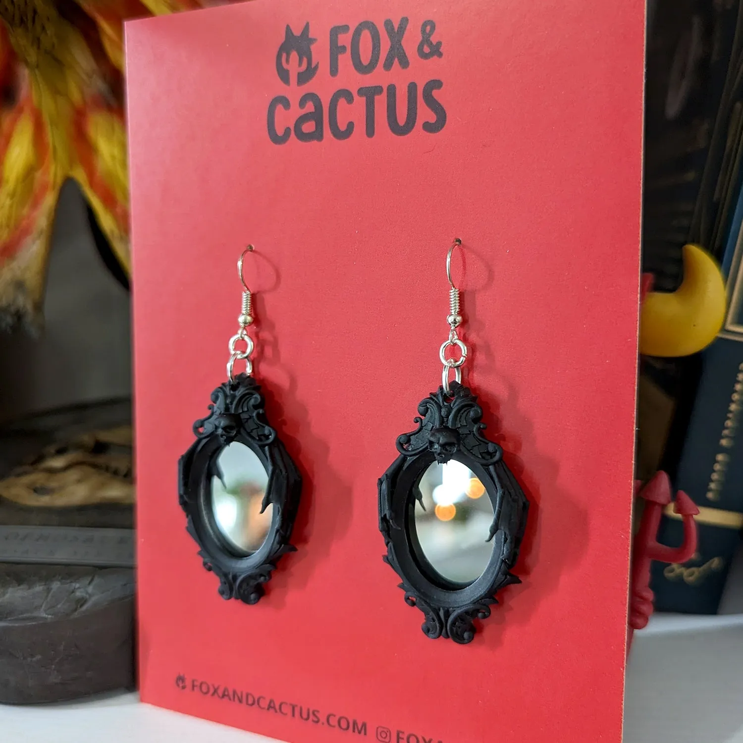 Gothic Mirror Dangle Earrings (RETIRED) (Imperfect Available)