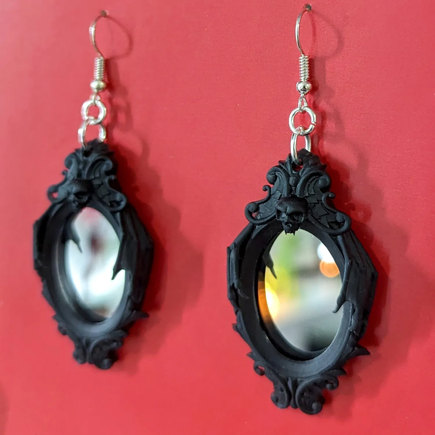 Gothic Mirror Dangle Earrings (RETIRED) (Imperfect Available)