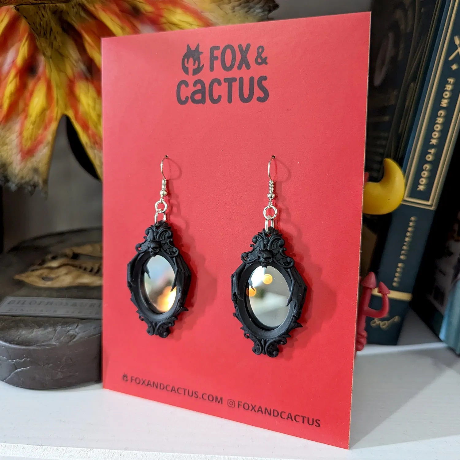 Gothic Mirror Dangle Earrings (RETIRED) (Imperfect Available)