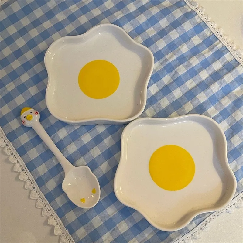 Kawaii Irregular Ceramics Egg Plate