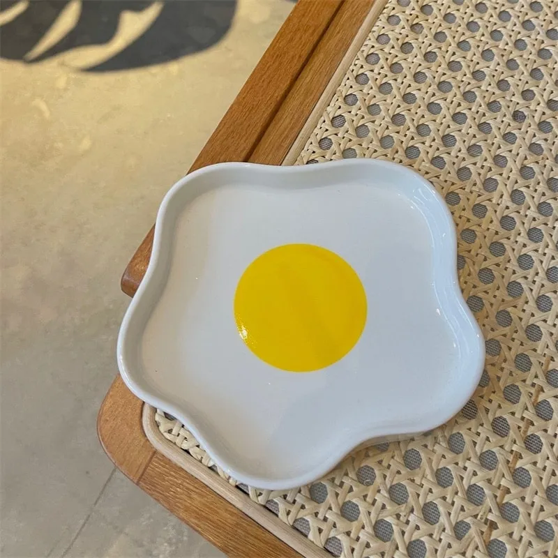 Kawaii Irregular Ceramics Egg Plate