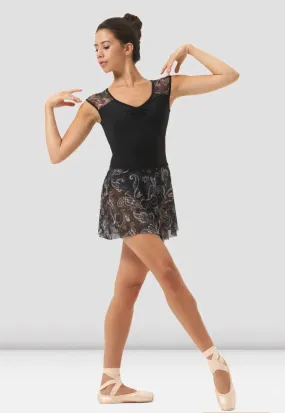 Ladies Mirella Black Boheme Printed Mesh Pull On Skirt