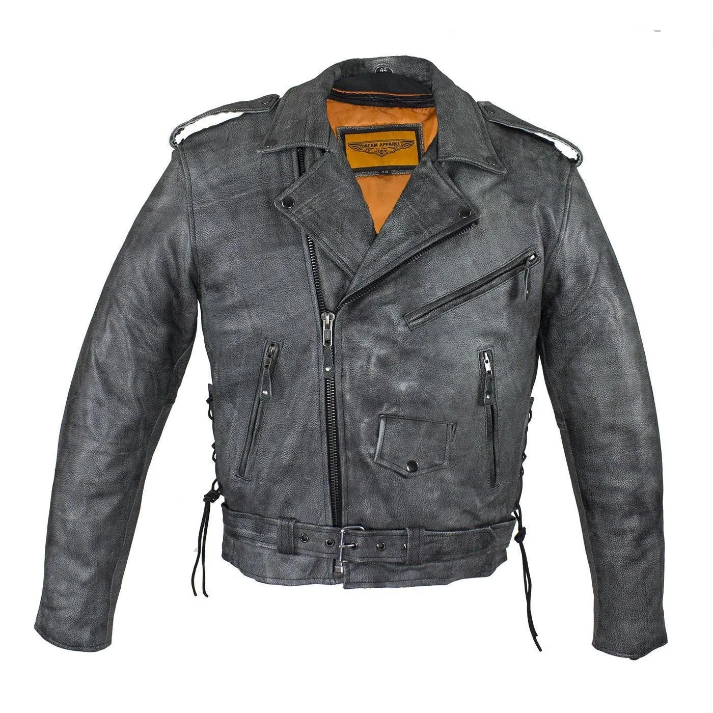 Men's Gray Motorcycle Jacket With Gun Pockets, MJ201-16-DL