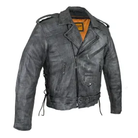Men's Gray Motorcycle Jacket With Gun Pockets, MJ201-16-DL