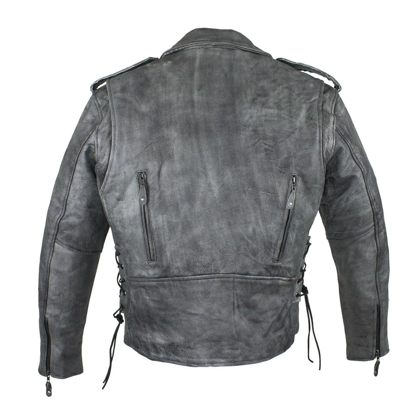 Men's Gray Motorcycle Jacket With Gun Pockets, MJ201-16-DL
