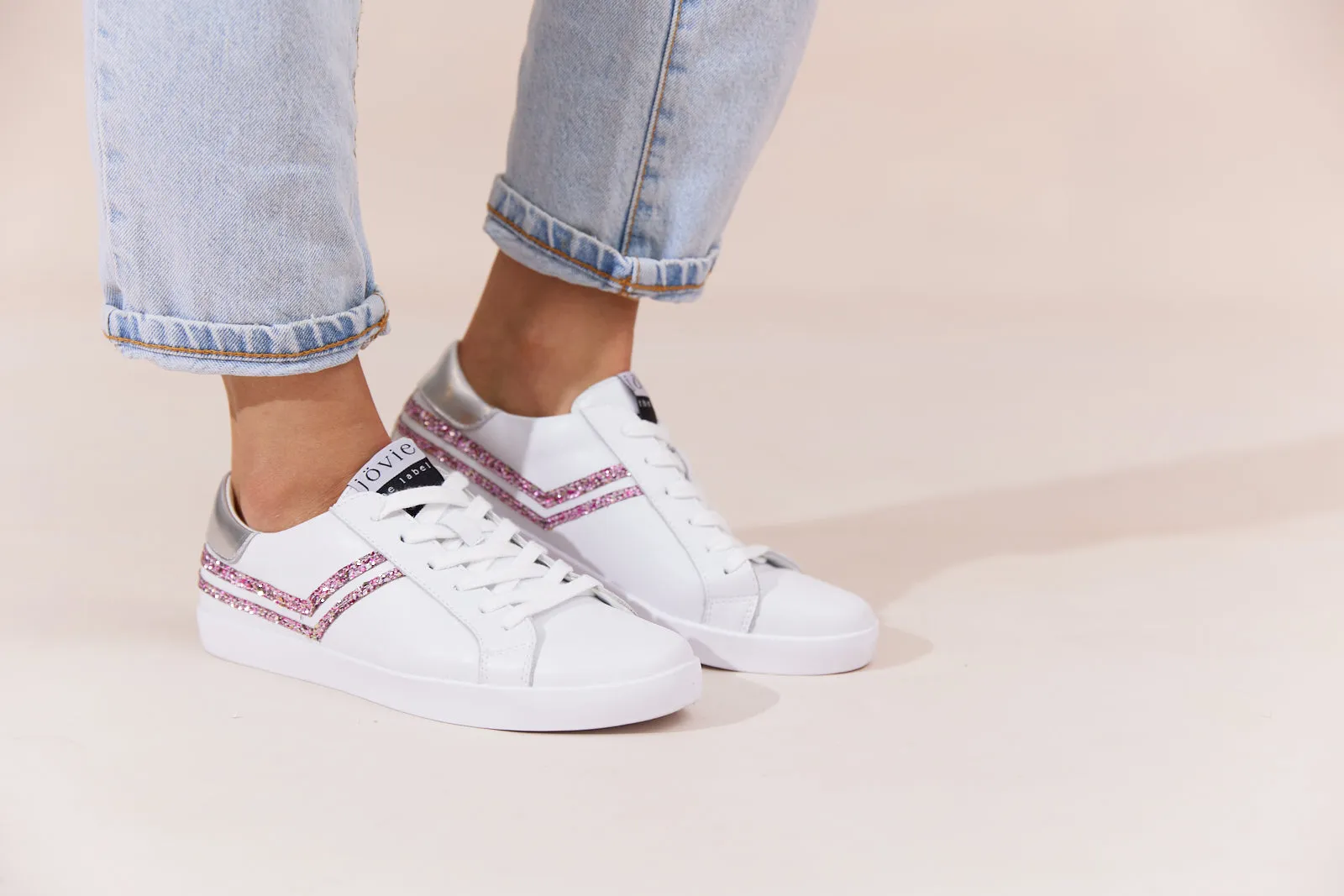 Millie Sneakers - Pink Glitter Stripes