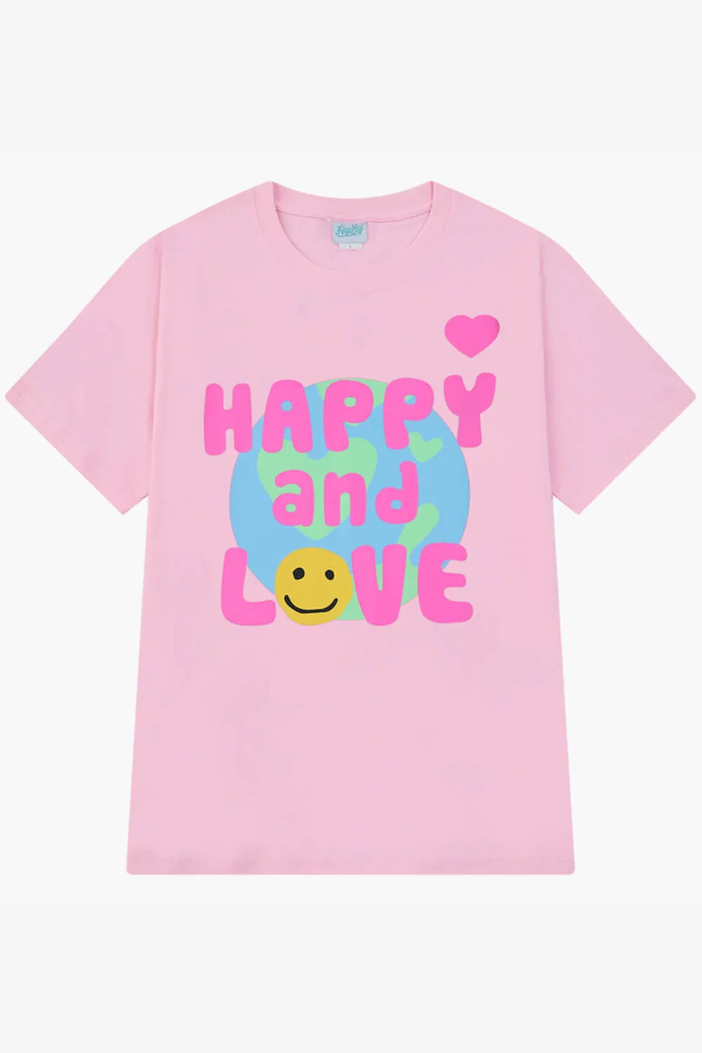 Pink Y2K Kidcore Aesthetic T-Shirt Happy and Love