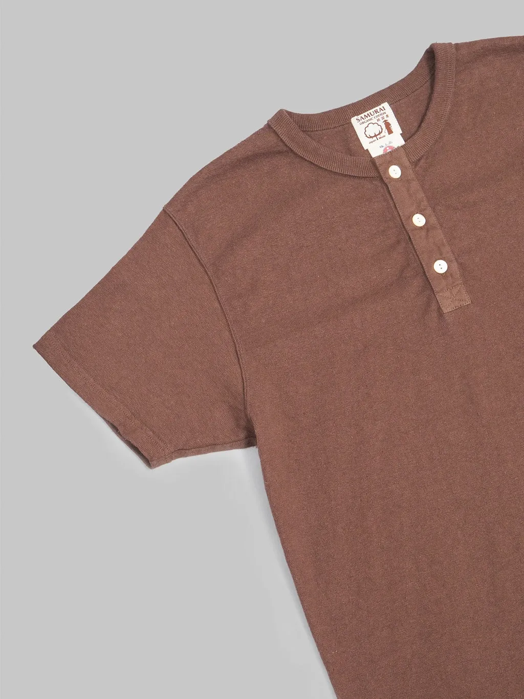 Samurai Jeans SJST-SC02 Japanese Cotton Henley T-Shirt Kuri Dark
