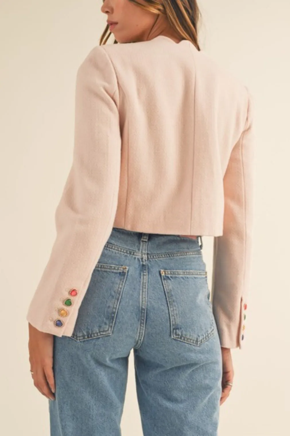 Heart-Patterned Scalloped Jacket