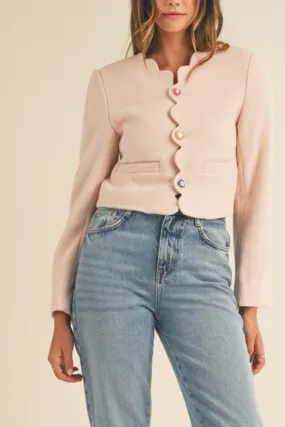 Heart-Patterned Scalloped Jacket