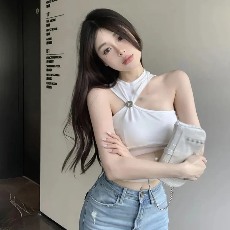 Schwarzer Mesh Crop Top Irregulärer Schnitt für E-Girl