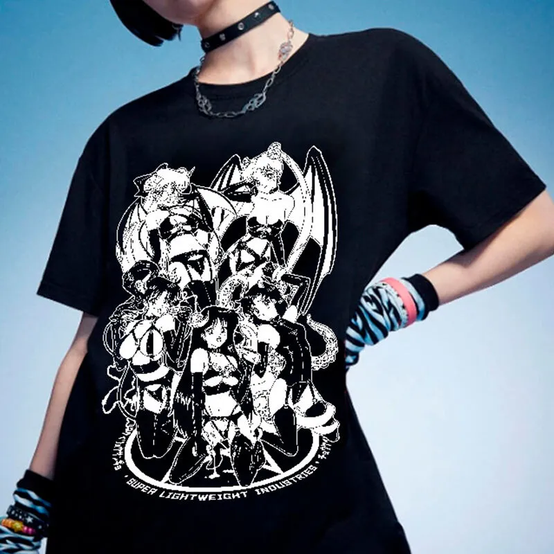 Succubus Cult Anime Girl HVY BLK T-Shirt Bondagecore