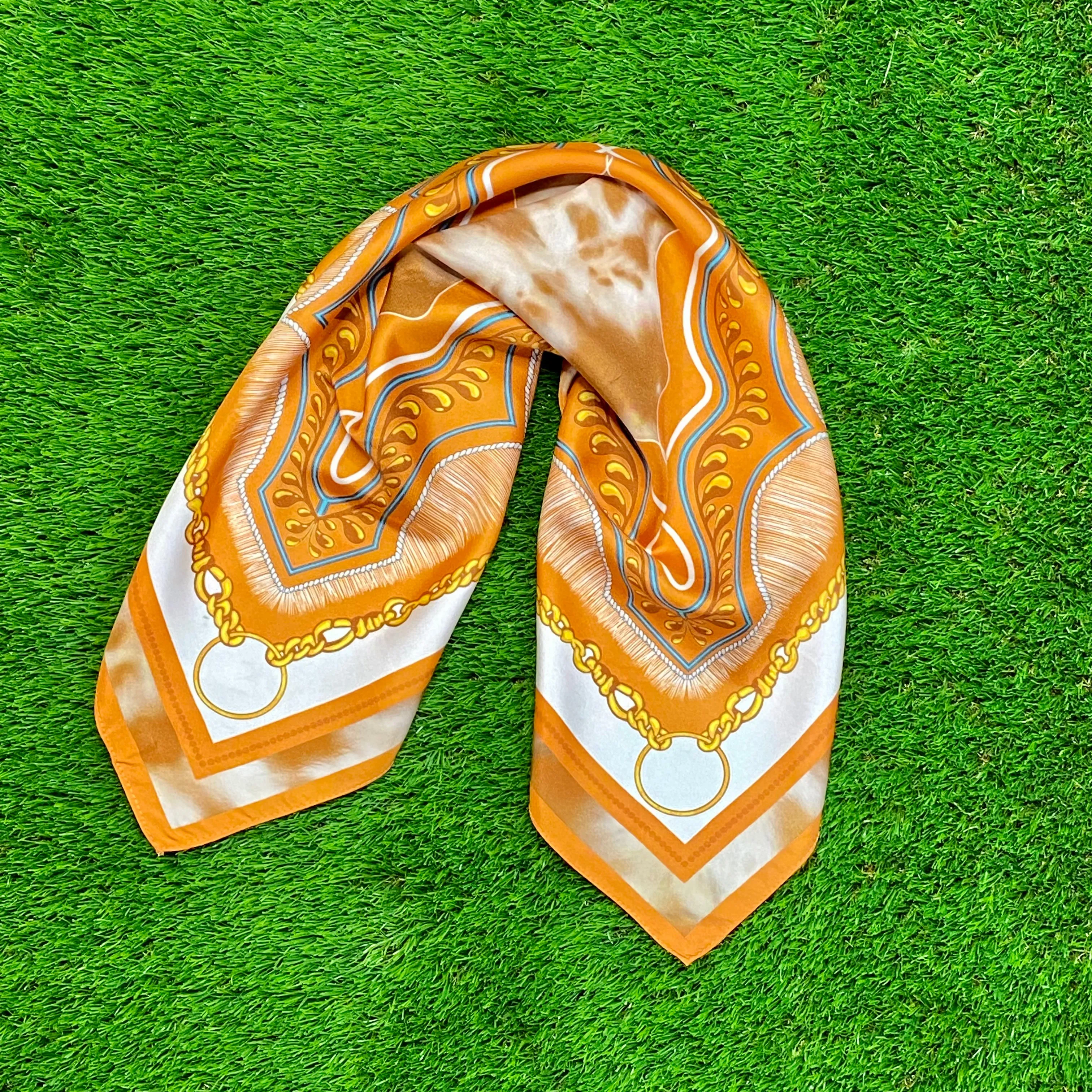 The Austin Clear Small Studded Bag - Clear Bag Burnt Orange Silk Scarf