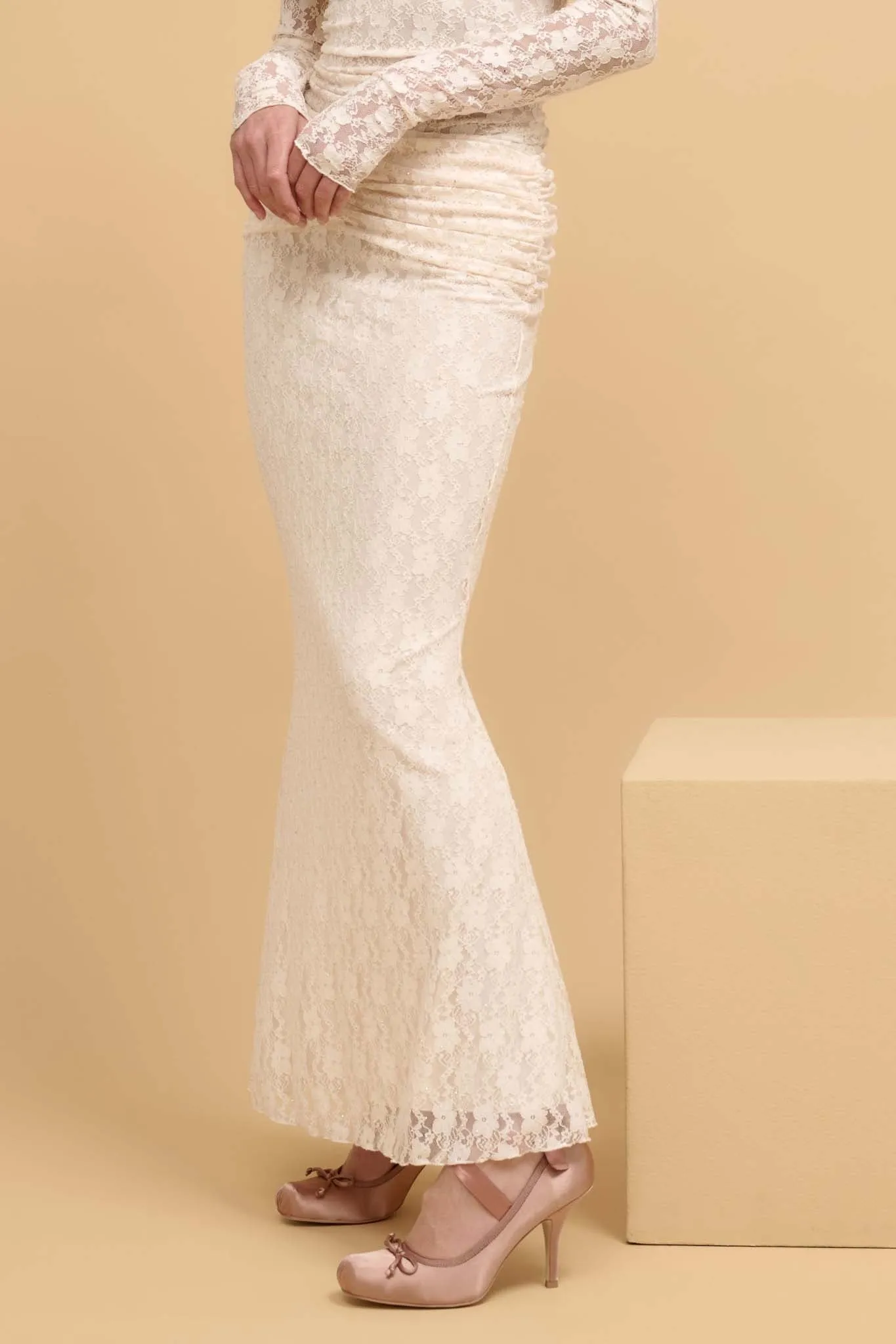 Under the Stars Studded Lace Mermaid Maxi Skirt