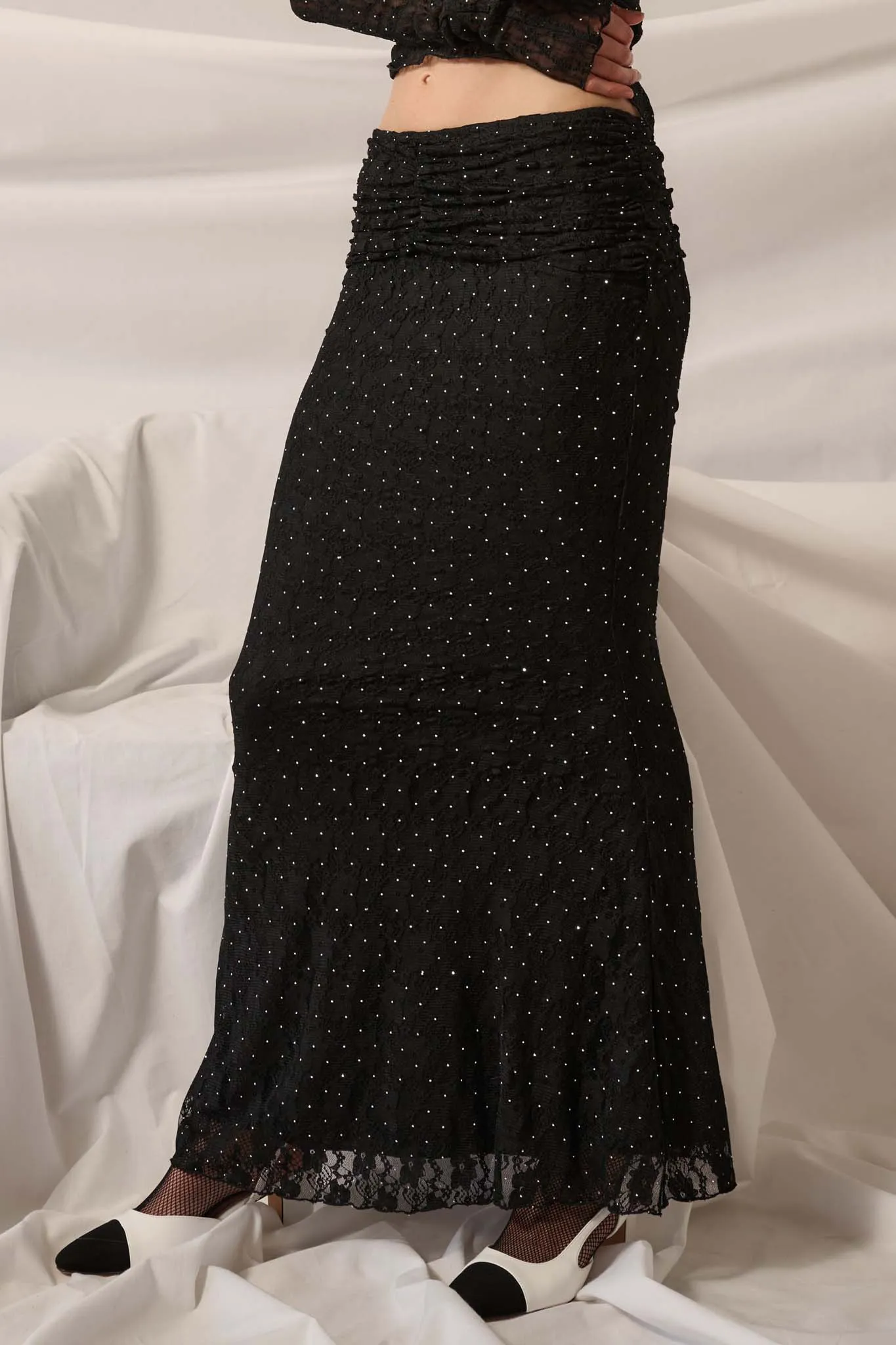 Under the Stars Studded Lace Mermaid Maxi Skirt