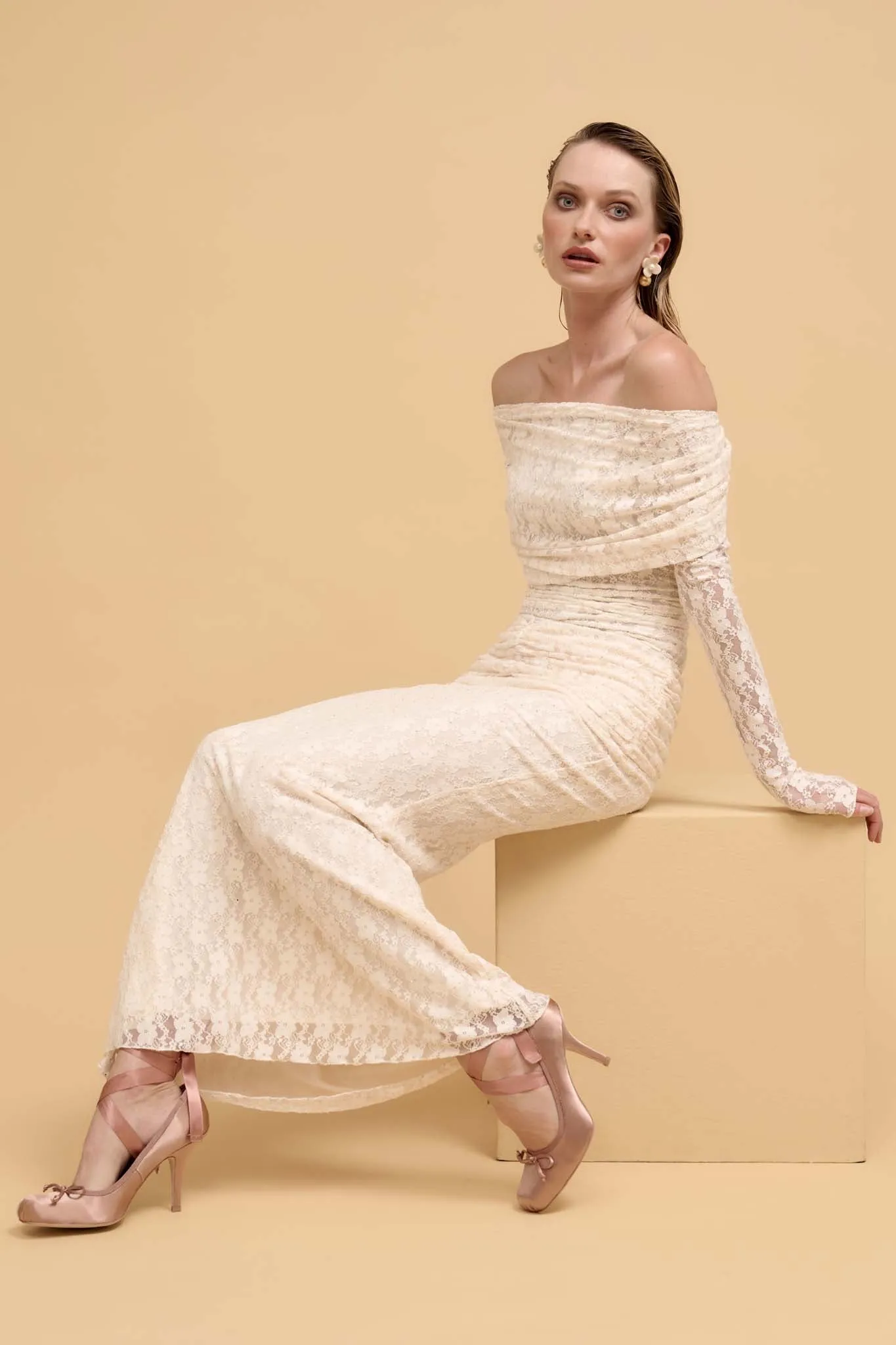 Under the Stars Studded Lace Mermaid Maxi Skirt
