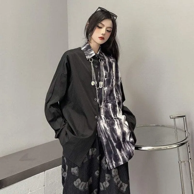 Unterhemd Grunge Noir Motiv Patchwork