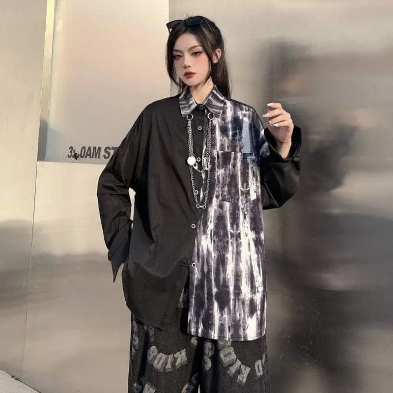 Unterhemd Grunge Noir Motiv Patchwork