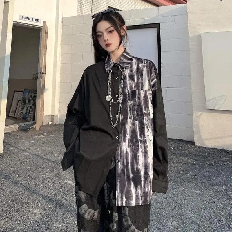 Unterhemd Grunge Noir Motiv Patchwork
