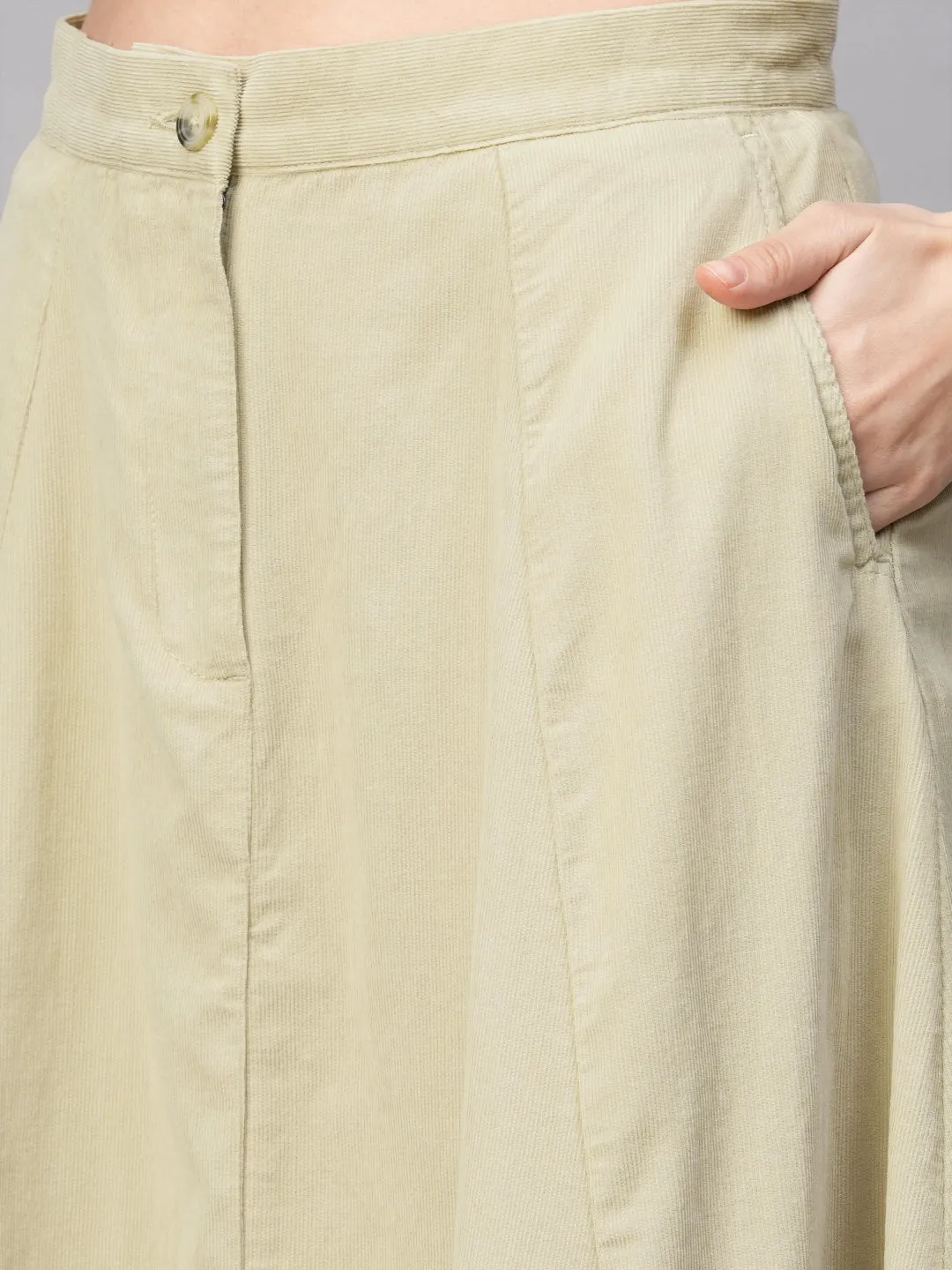 Women's Sand Cotton Regular Fit Skirt