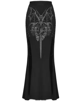 WQ-671BQF-BKF Womens Demonica Printed Gothic Mesh Skirt