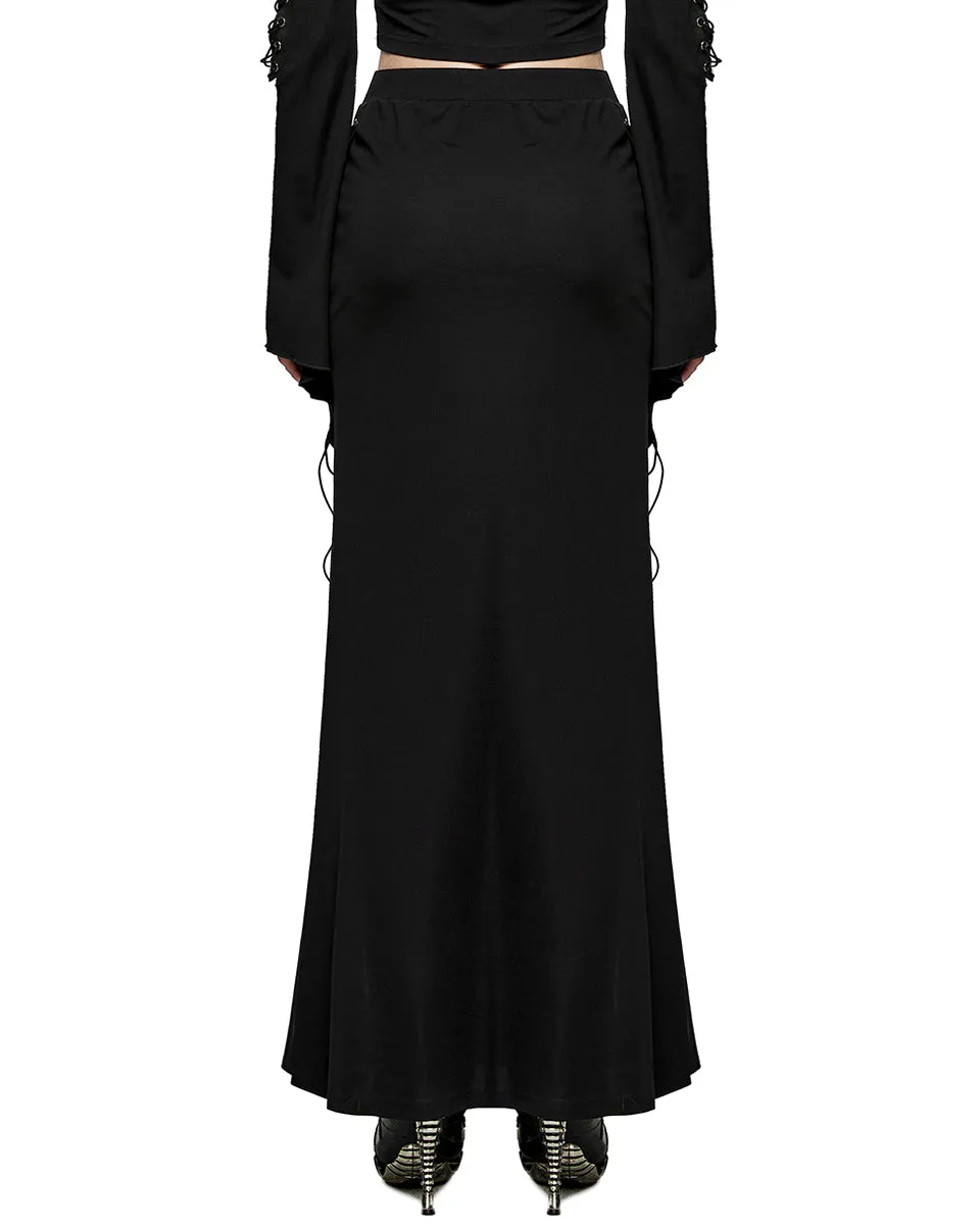 WQ-671BQF-BKF Womens Demonica Printed Gothic Mesh Skirt