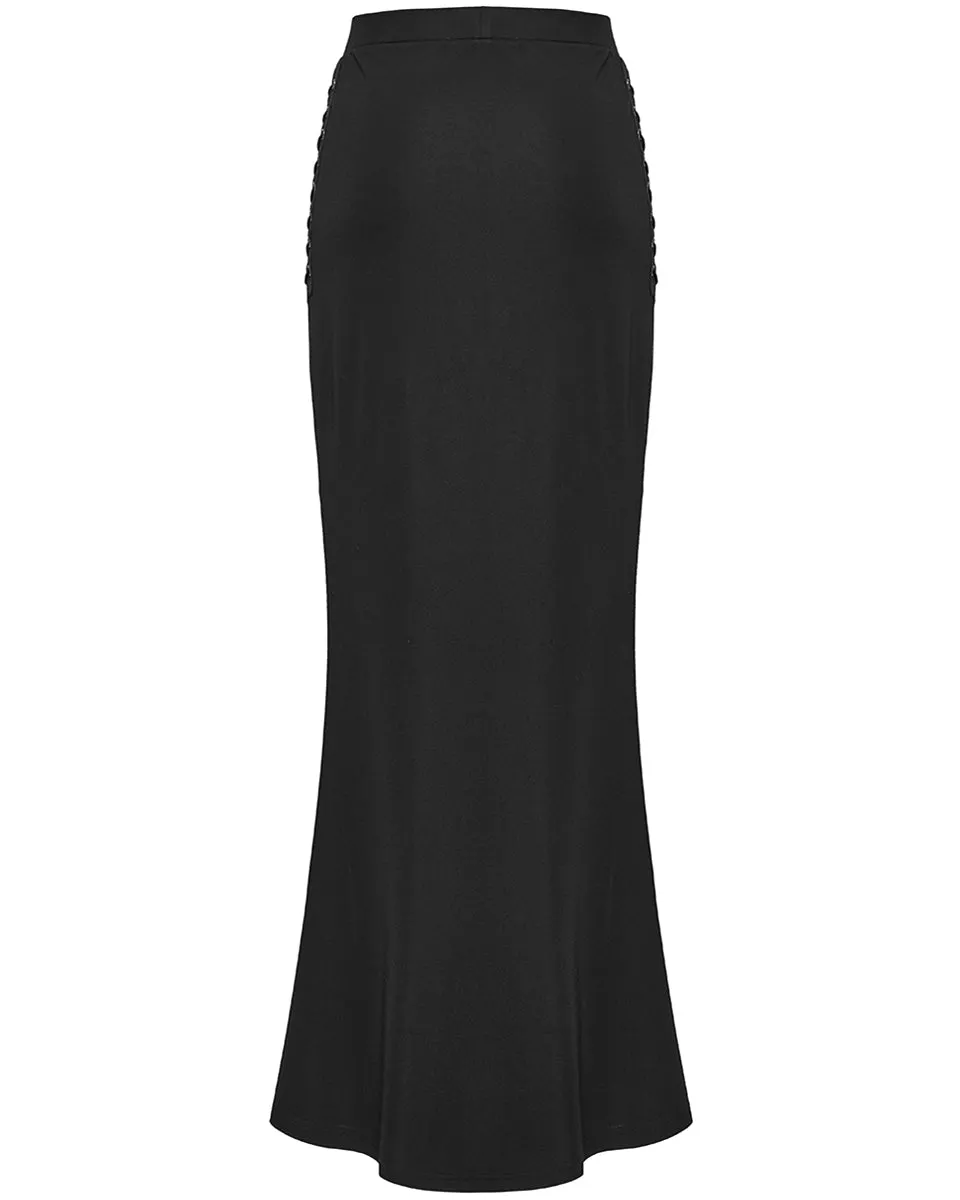 WQ-671BQF-BKF Womens Demonica Printed Gothic Mesh Skirt